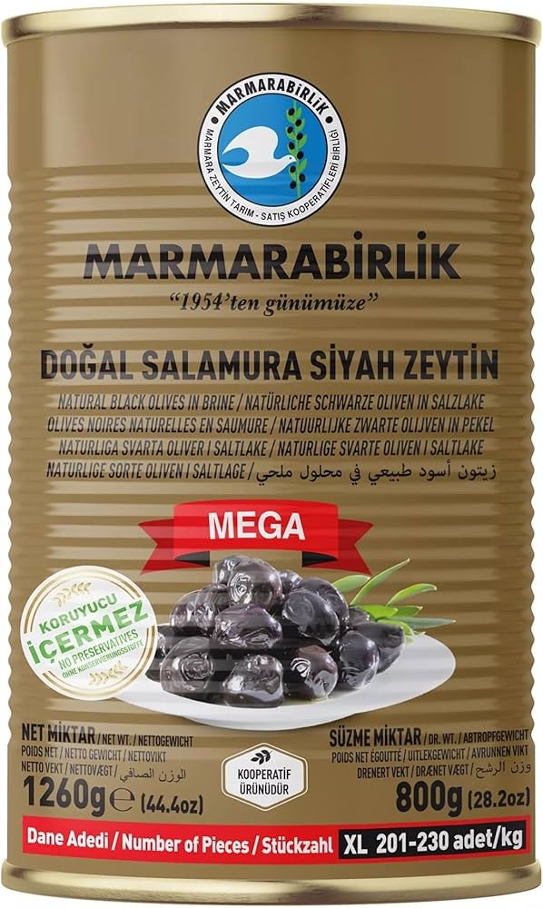 Marmarabirlik Magos sós fekete olívabogyó 800g - Mega XL méret