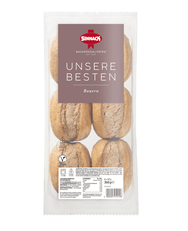 Sinnack elősütött kovászos zsemle 6db 360g