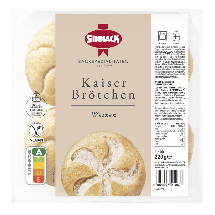 Sinnack elősütött császerzsemle 4db 220g