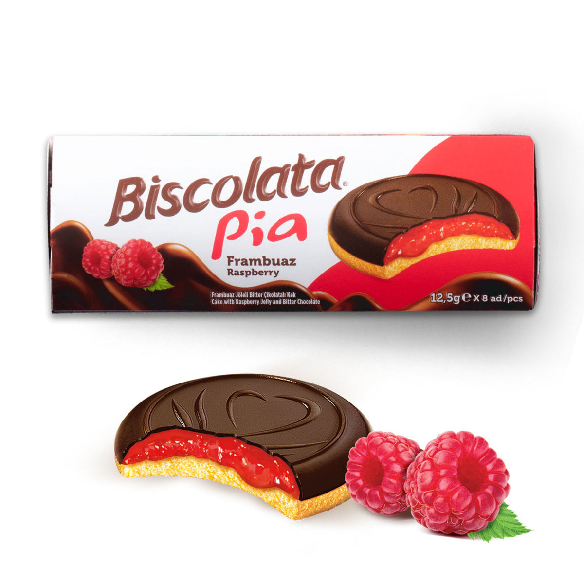 Biscolata pia- málnás étcsokis kekszsütemény 100g