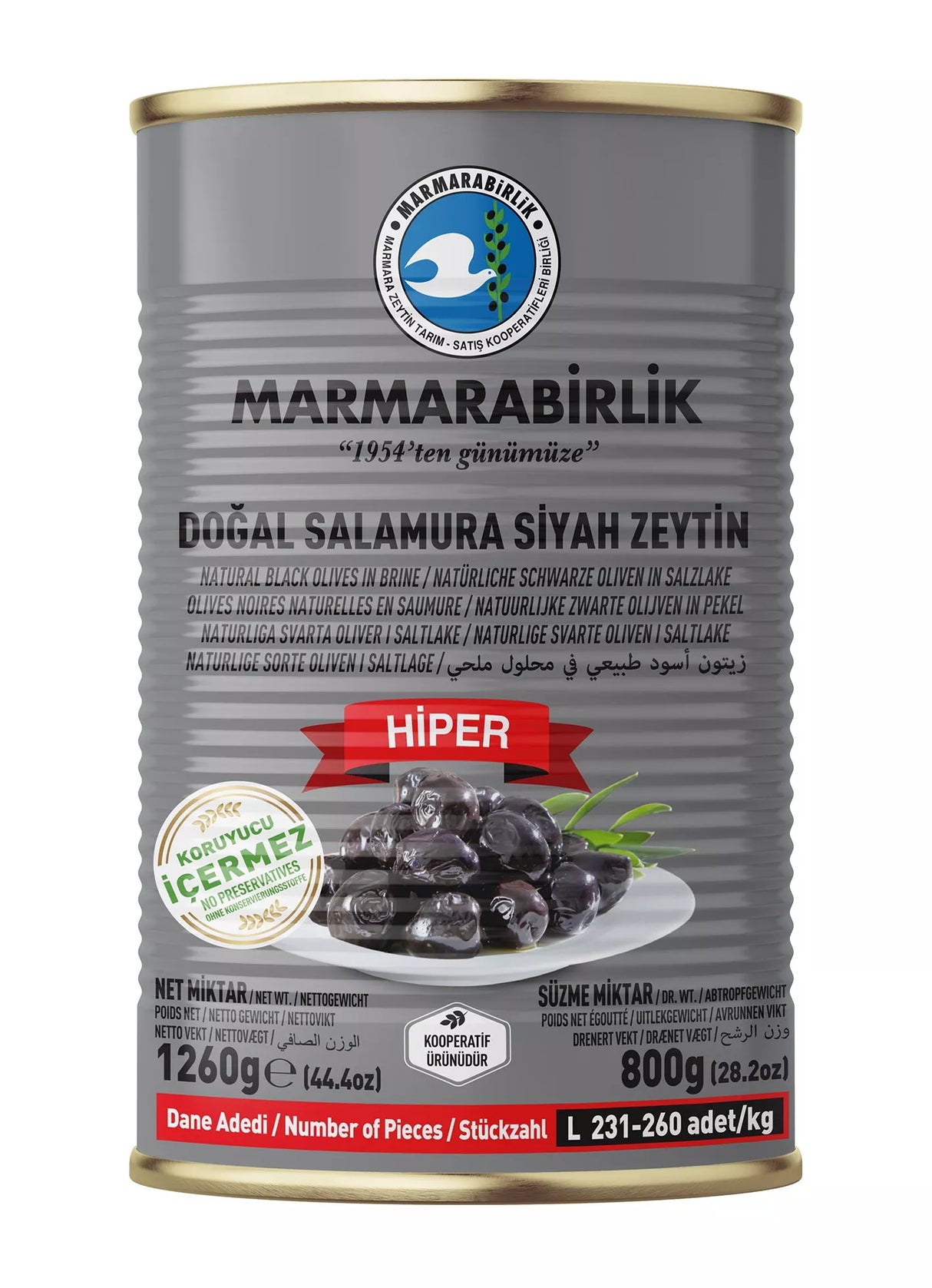 Marmarabirlik Magos fekete olívabogyó 800g - L méret