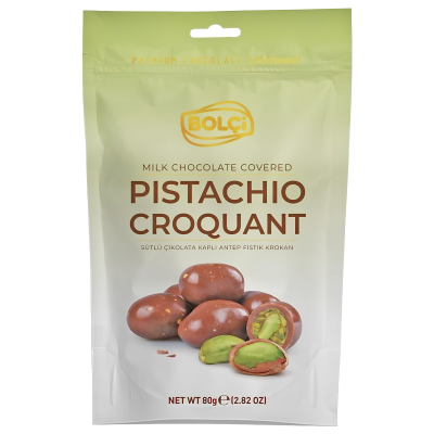 Bolci tejcsokoládéval bevont pisztácia 80g